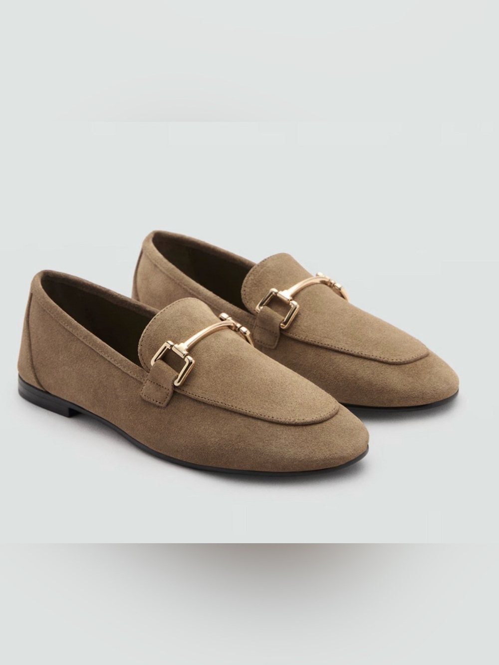 NEW MANGO MNG LIGHT BROWN SUEDE HORSEBIT CASAI LOAFERS SHOES SZ 37 US 6.5